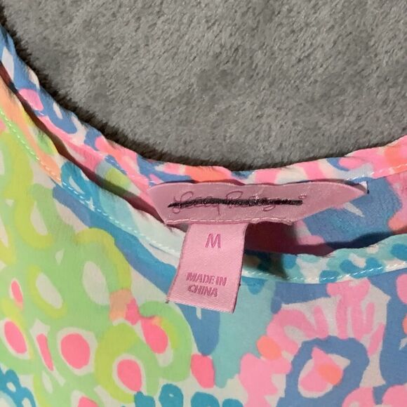 Lilly Pulitzer Cosmos 100% Silk Sleeveless Top Medium Tank Preppy Coastal Beach - Picture 2 of 6
